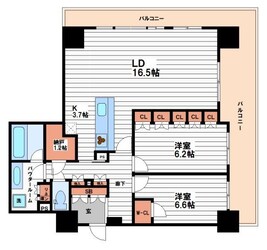 ブランズタワー御堂筋本町の物件間取画像